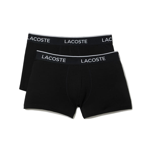 Lacoste 2 Pack Cotton Stretch Logo Trunks Black/Black