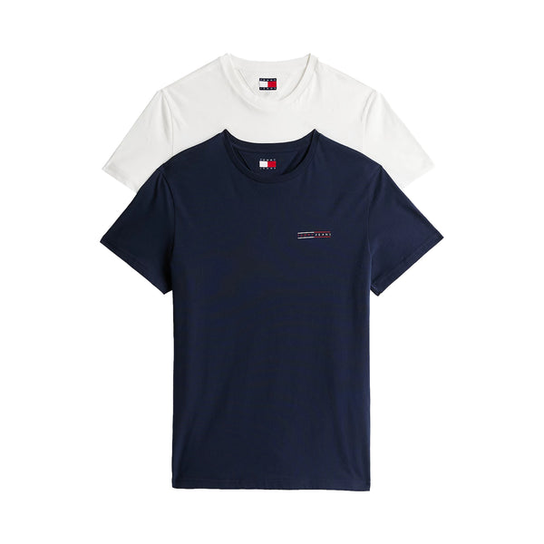 Tommy Jeans 2 Pack Slim T-Shirts Ecru/Dark Night Navy