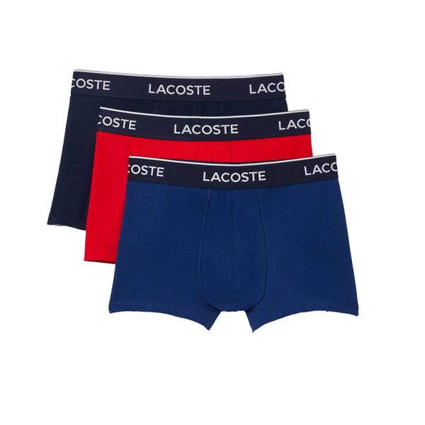 Lacoste 3 Pack Cotton Stretch Trunks Navy Blue/Red/Blue