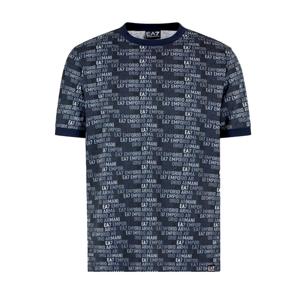 EA7 Emporio Armani Logo Series Monogram Print T-Shirt Armani Blue