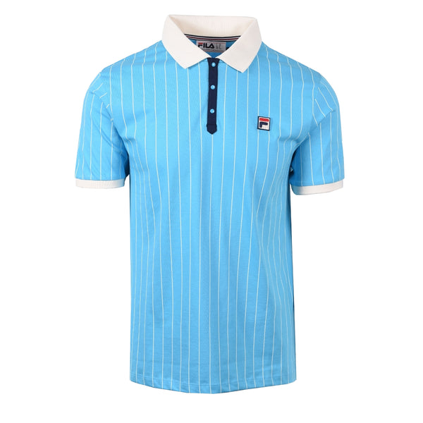 Fila BB1 Classic Striped Polo Shirt Cyan Blue