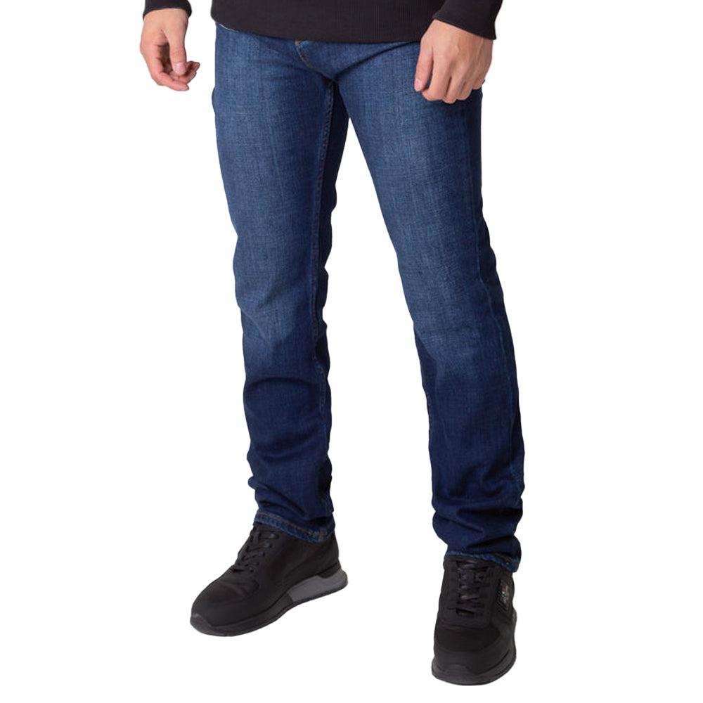 Belvotti Milano Regular Fit Plain Denim Jeans - Indigo Blue-36W 32L-SPIRALSEVEN DESIGNER MENSWEAR UK