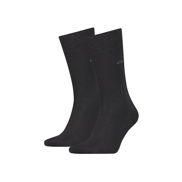 Calvin Klein CK Logo 2 Pack Classic Socks Black-UK 9-11-SPIRALSEVEN DESIGNER MENSWEAR UK