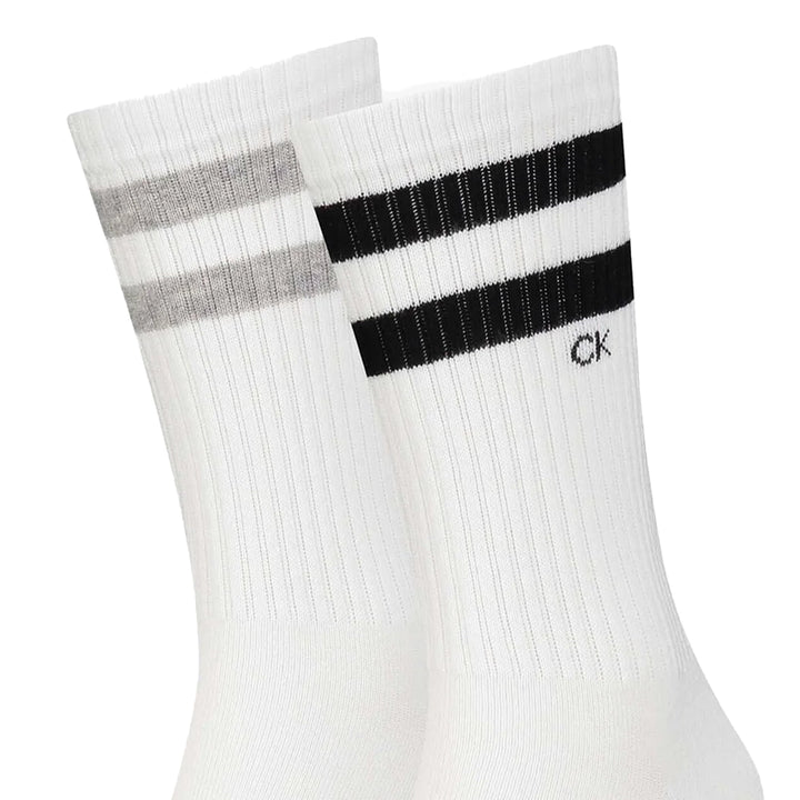 Calvin Klein CK Logo 2 Pack Sports Socks White-SPIRALSEVEN DESIGNER MENSWEAR UK