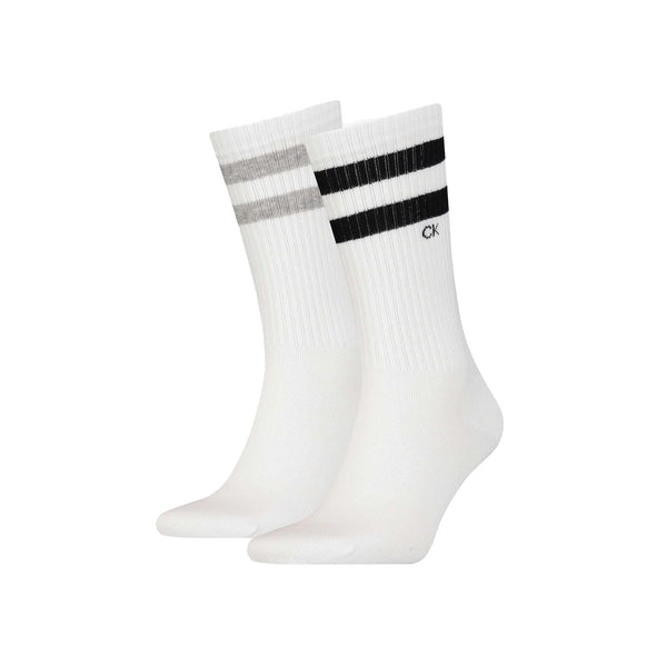 Calvin Klein CK Logo 2 Pack Sports Socks White-SPIRALSEVEN DESIGNER MENSWEAR UK