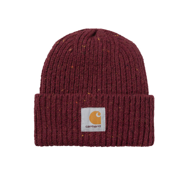 Carhartt WIP Anglistic Beanie Hat Speckled Malbec-One size-SPIRALSEVEN DESIGNER MENSWEAR UK