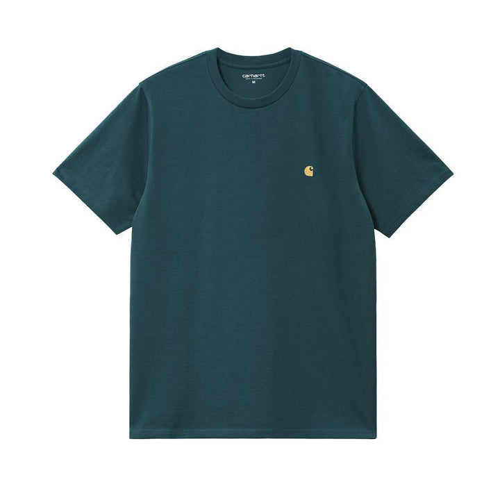 Carhartt WIP Chase T-Shirt Duck Blue/Gold-SPIRALSEVEN DESIGNER MENSWEAR UK