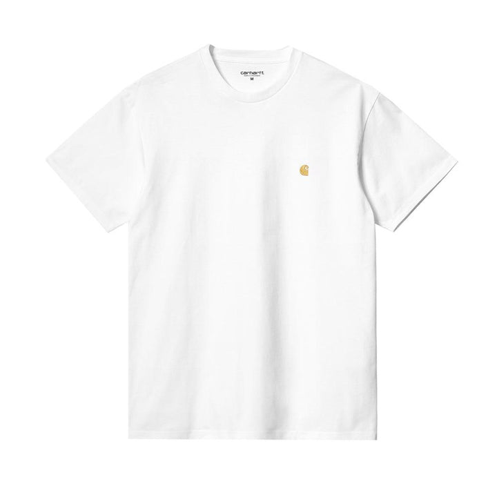 Carhartt WIP Chase T-Shirt White/Gold-SPIRALSEVEN DESIGNER MENSWEAR UK