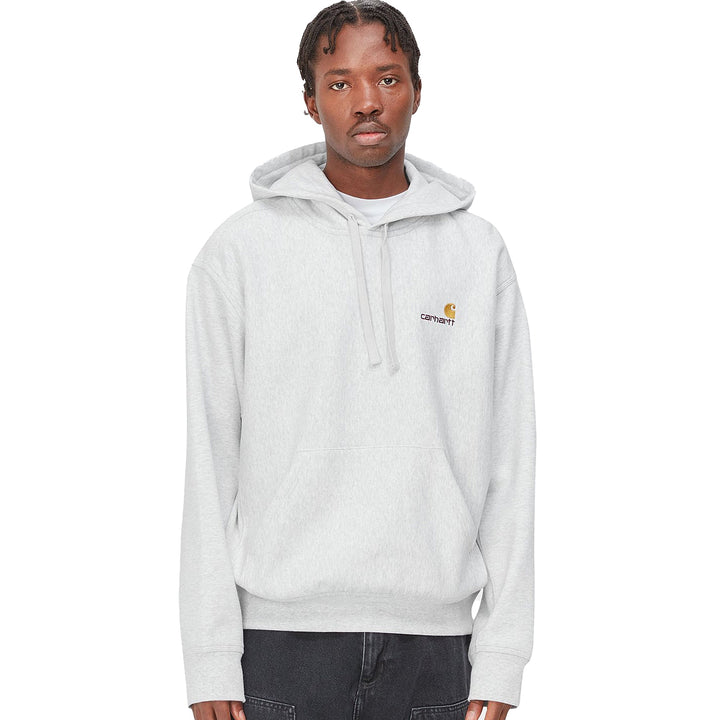 Carhartt WIP Hooded American Script Sweatshirt Ash Heather-SPIRALSEVEN DESIGNER MENSWEAR UK