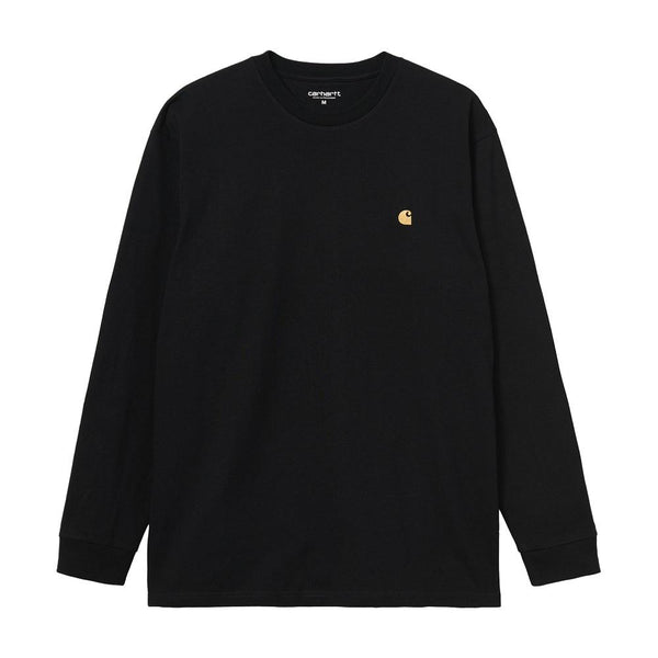 Carhartt WIP L/S Chase T-Shirt Black/Gold-M-SPIRALSEVEN DESIGNER MENSWEAR UK