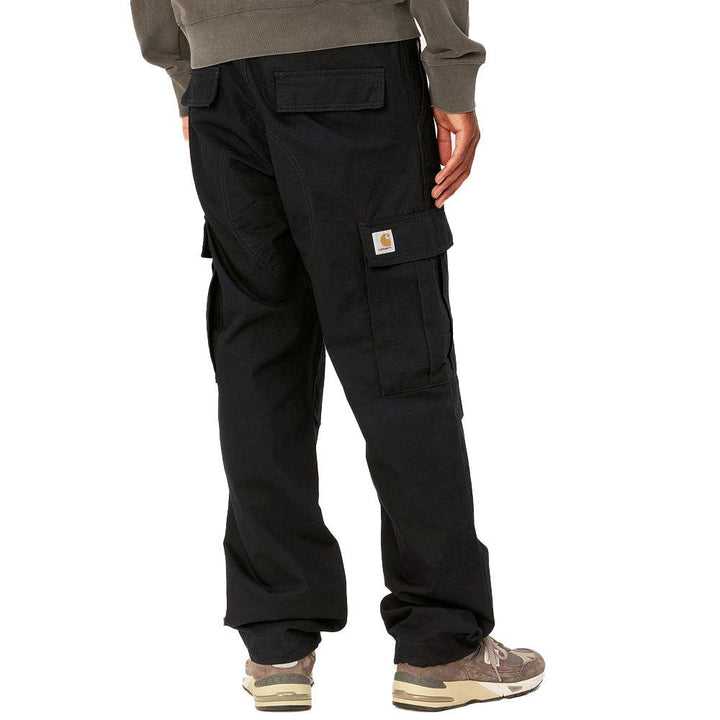 Carhartt WIP Regular Cargo Pant Black Rinsed-SPIRALSEVEN DESIGNER MENSWEAR UK