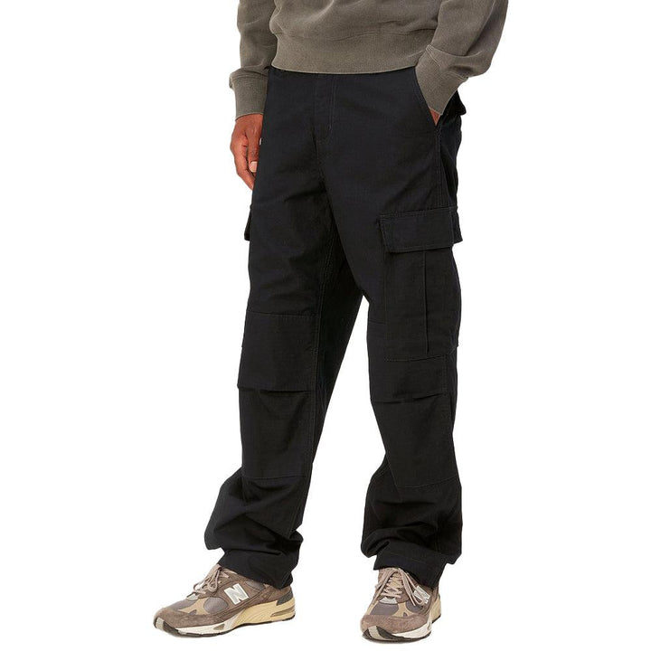 Carhartt WIP Regular Cargo Pant Black Rinsed-SPIRALSEVEN DESIGNER MENSWEAR UK