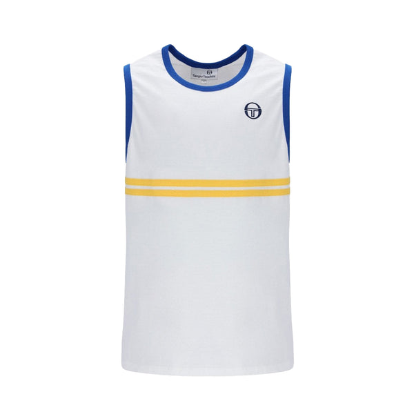 Sergio Tacchini Dallas Tank Top Vest White/Nautical Blue/Daffodill