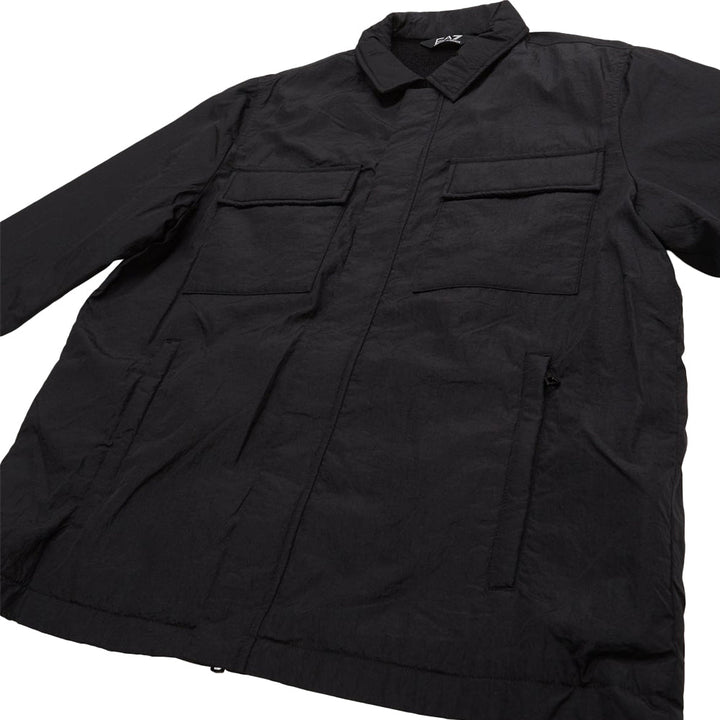 EA7 Emporio Armani Chest Pocket Overshirt Jacket Black-SPIRALSEVEN DESIGNER MENSWEAR UK