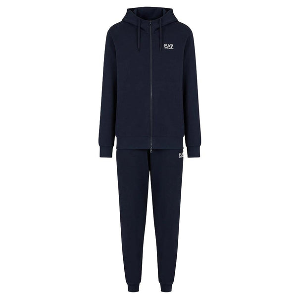 EA7 Emporio Armani Core Identity Cotton Tracksuit Armani Blue-SPIRALSEVEN DESIGNER MENSWEAR UK