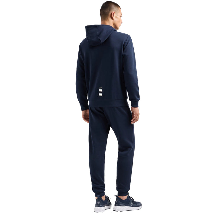 EA7 Emporio Armani Core Identity Cotton Tracksuit Armani Blue/White Logo-SPIRALSEVEN DESIGNER MENSWEAR UK