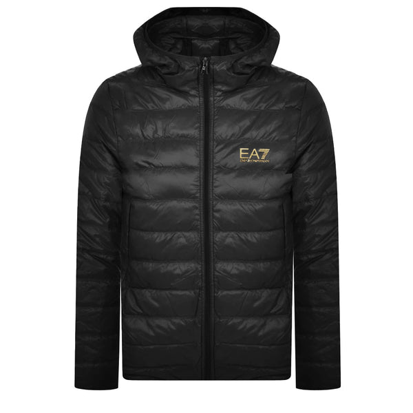 EA7 Emporio Armani Down Puffer Jacket Black/Gold-XL-SPIRALSEVEN DESIGNER MENSWEAR UK