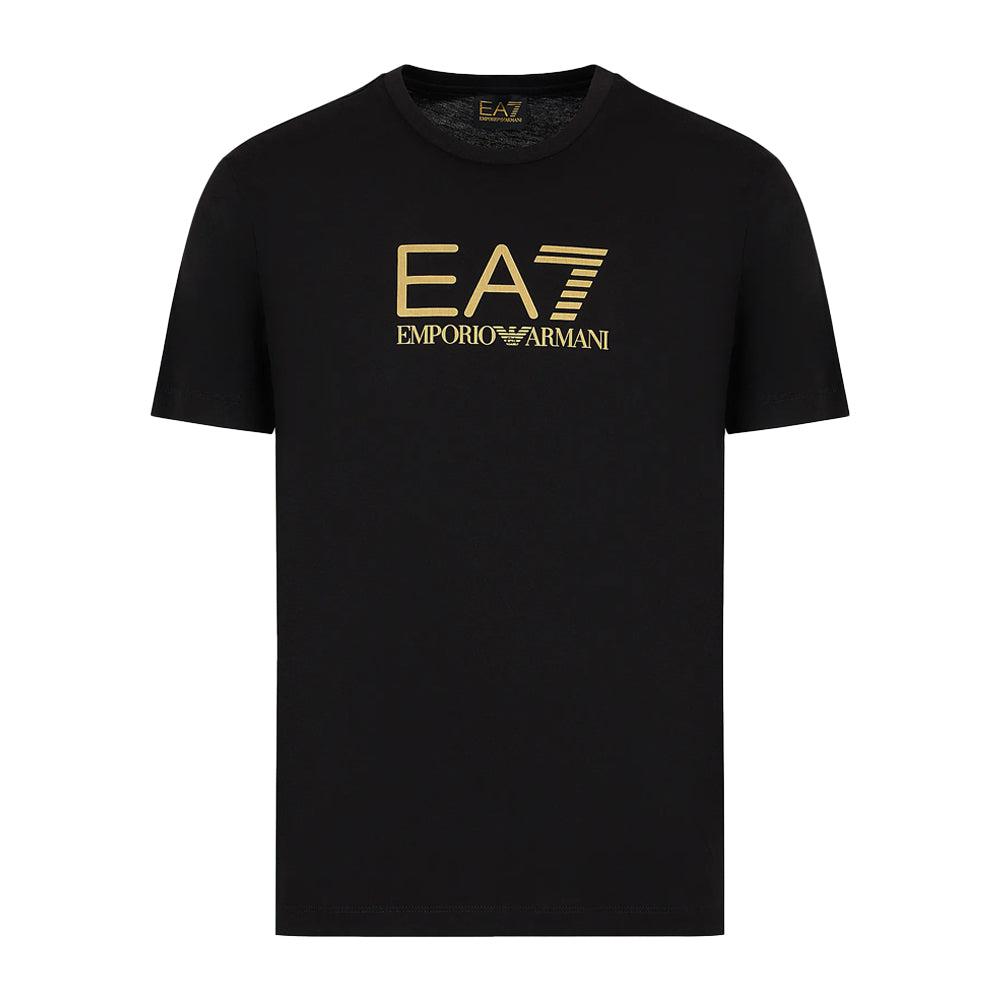 EA7 Emporio Armani Gold Label Pima Cotton Crew Neck T-Shirt - Black-SPIRALSEVEN DESIGNER MENSWEAR UK