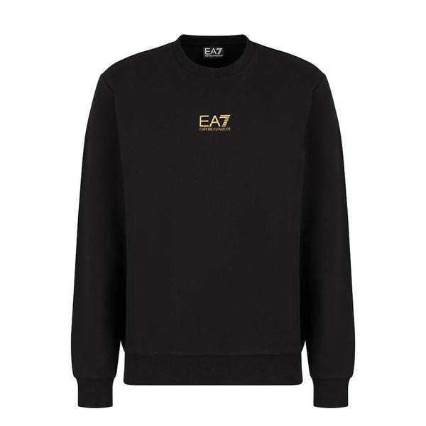 EA7 Emporio Armani Identity Cotton Sweatshirt Black/Gold-SPIRALSEVEN DESIGNER MENSWEAR UK