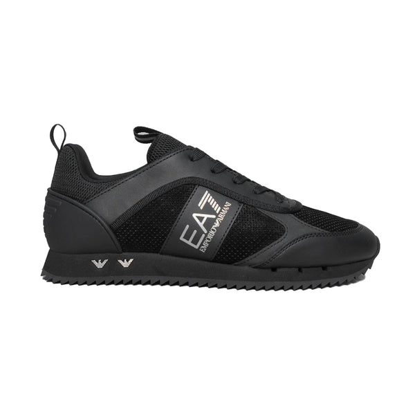 EA7 Emporio Armani Lace Runner Trainers Triple Black/Silver-SPIRALSEVEN DESIGNER MENSWEAR UK