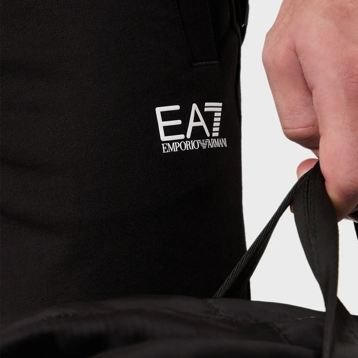 EA7 Emporio Armani Logo Series Cotton Blend Joggers Black-SPIRALSEVEN DESIGNER MENSWEAR UK