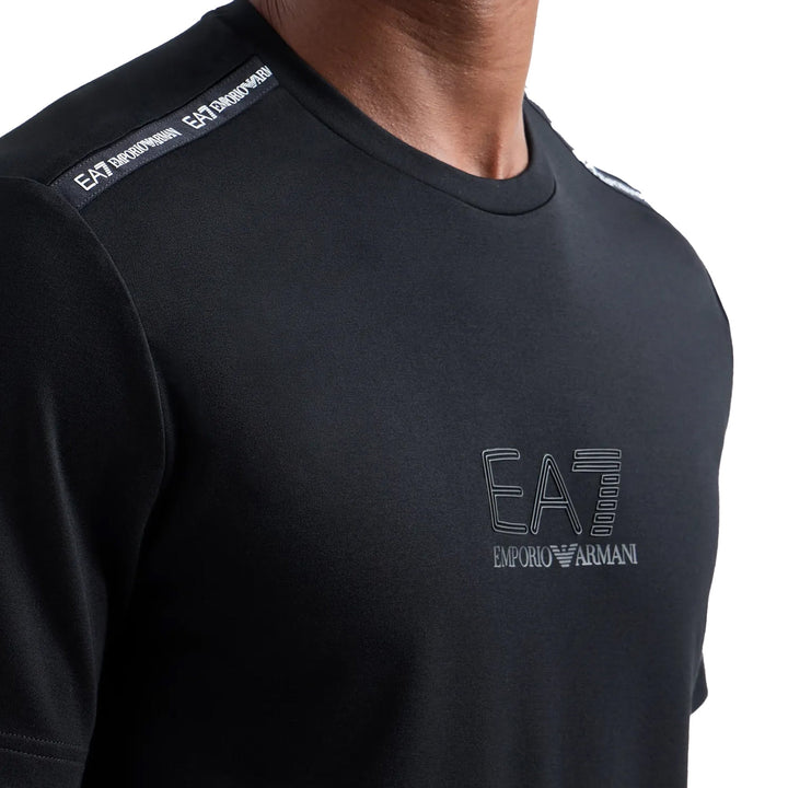 EA7 Emporio Armani Logo Series Stretch Viscose Blend T-Shirt Black-SPIRALSEVEN DESIGNER MENSWEAR UK