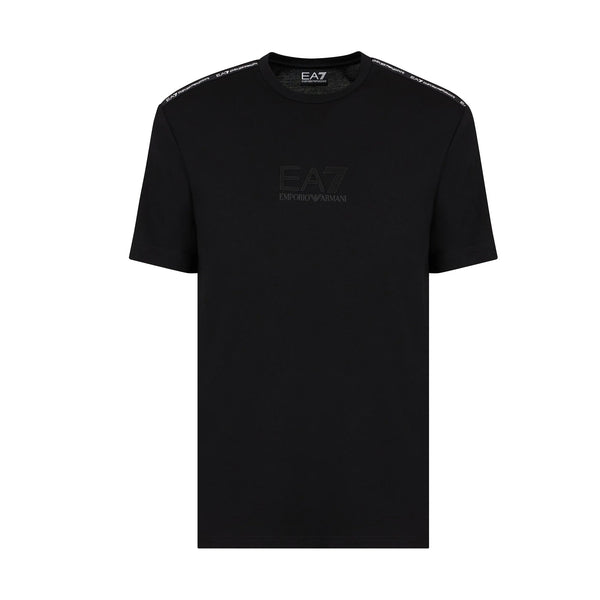 EA7 Emporio Armani Logo Series Stretch Viscose Blend T-Shirt Black-SPIRALSEVEN DESIGNER MENSWEAR UK