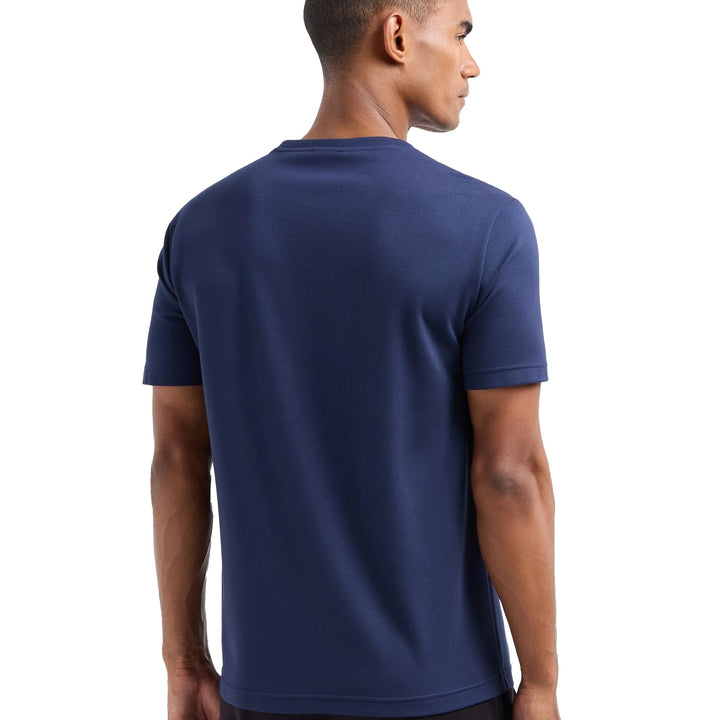 EA7 Emporio Armani Logo Series Stretch Viscose Blend T-Shirt Navy Blue-SPIRALSEVEN DESIGNER MENSWEAR UK