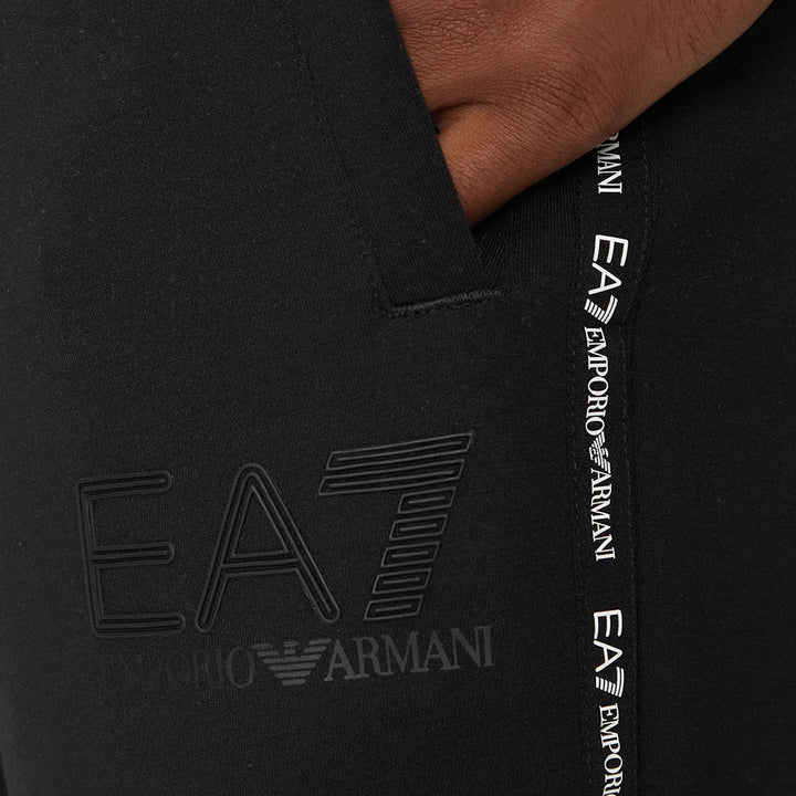 EA7 Emporio Armani Logo Series Stretch Viscose Joggers Black-SPIRALSEVEN DESIGNER MENSWEAR UK