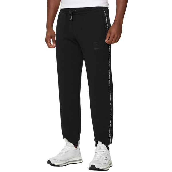 EA7 Emporio Armani Logo Series Stretch Viscose Joggers Black-SPIRALSEVEN DESIGNER MENSWEAR UK