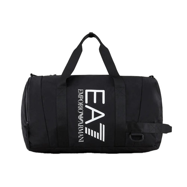 EA7 Emporio Armani Oversized Logo Duffel Gym Bag Black/White-One Size-SPIRALSEVEN DESIGNER MENSWEAR UK