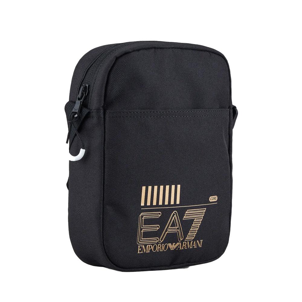 EA7 Emporio Armani Recycled Fabric Train Core Small Bag - Black/Gold-One Size-SPIRALSEVEN DESIGNER MENSWEAR UK