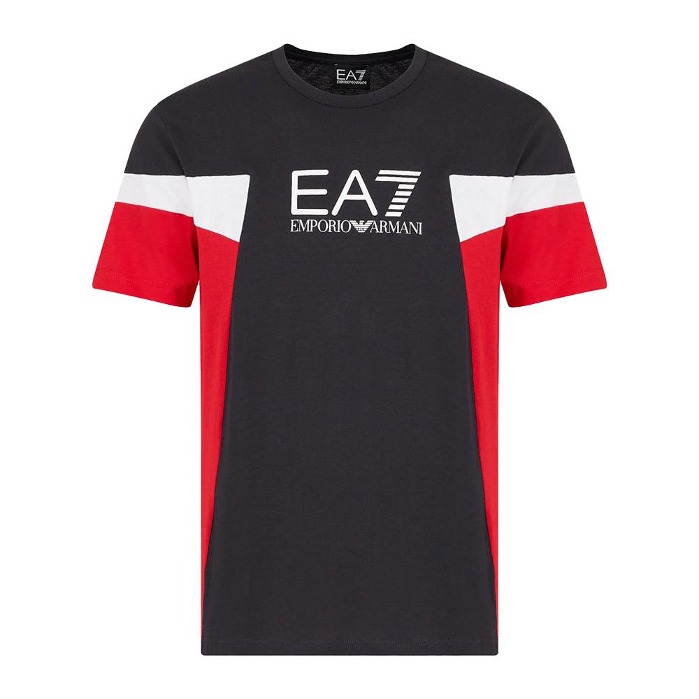 EA7 Emporio Armani Summer Block Crew T-Shirt - Night Blue-SPIRALSEVEN DESIGNER MENSWEAR UK
