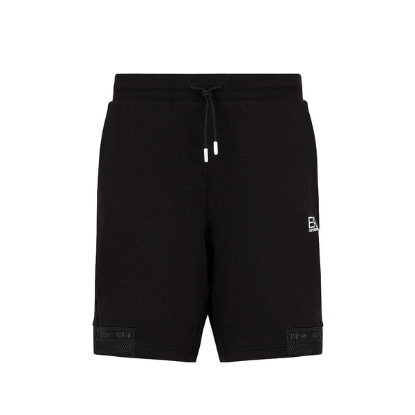 EA7 Emporio Armani Tonal Tape Logo Series Board Shorts - Black-SPIRALSEVEN DESIGNER MENSWEAR UK