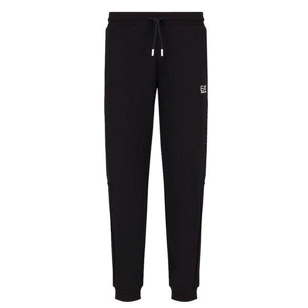 EA7 Emporio Armani Tonal Tape Logo Series Joggers - Black-SPIRALSEVEN DESIGNER MENSWEAR UK