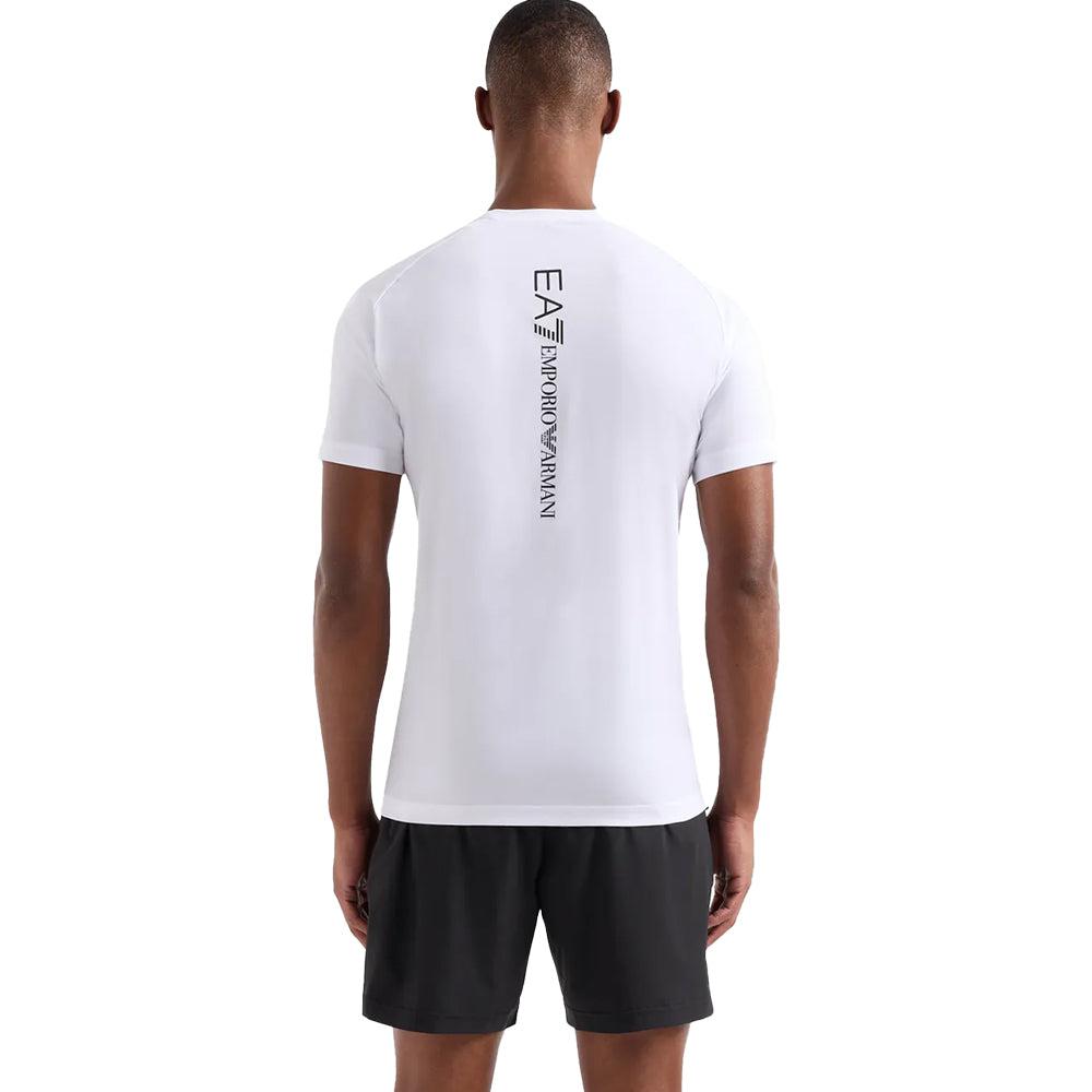 EA7 Emporio Armani VENTUS7 Athlete T-Shirt and Shorts Set - White/Black-SPIRALSEVEN DESIGNER MENSWEAR UK
