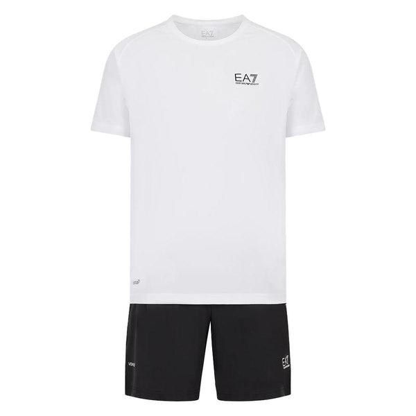 EA7 Emporio Armani VENTUS7 T-Shirt and Shorts Set - White-SPIRALSEVEN DESIGNER MENSWEAR UK