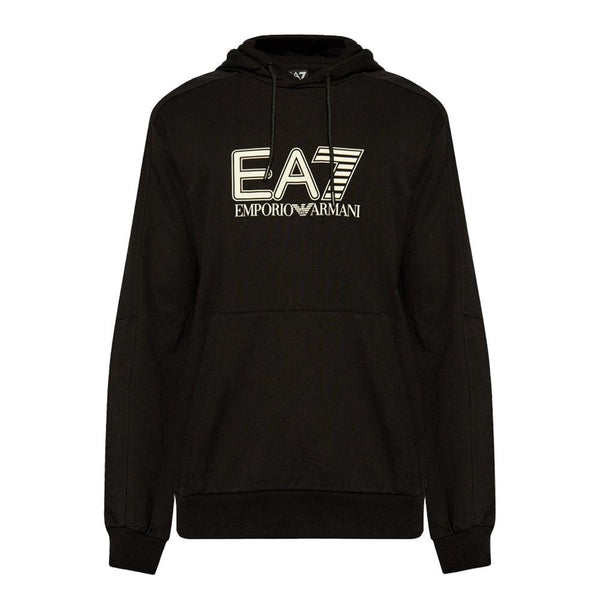 EA7 Emporio Armani Visibility Cotton Hooded Sweatshirt Black-SPIRALSEVEN DESIGNER MENSWEAR UK