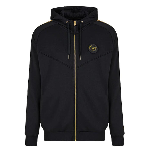 EA7 Emporio Armani World Of Football Hooded Track Top - Black-SPIRALSEVEN DESIGNER MENSWEAR UK