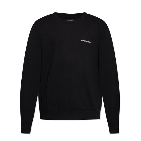 Emporio Armani Embroidered Logo Lounge Sweatshirt Black