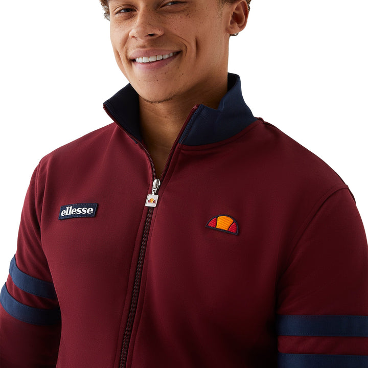 Ellesse Roma Track Top Jacket Burgundy-SPIRALSEVEN DESIGNER MENSWEAR UK