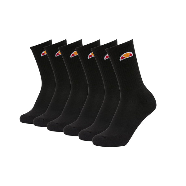 Ellesse Tamuna 6 Pack Sports Logo Socks Black-One size-SPIRALSEVEN DESIGNER MENSWEAR UK