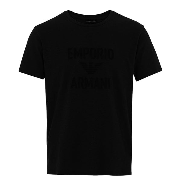 Emporio Armani Beach Woven Logo T-Shirt - Black-SPIRALSEVEN DESIGNER MENSWEAR UK
