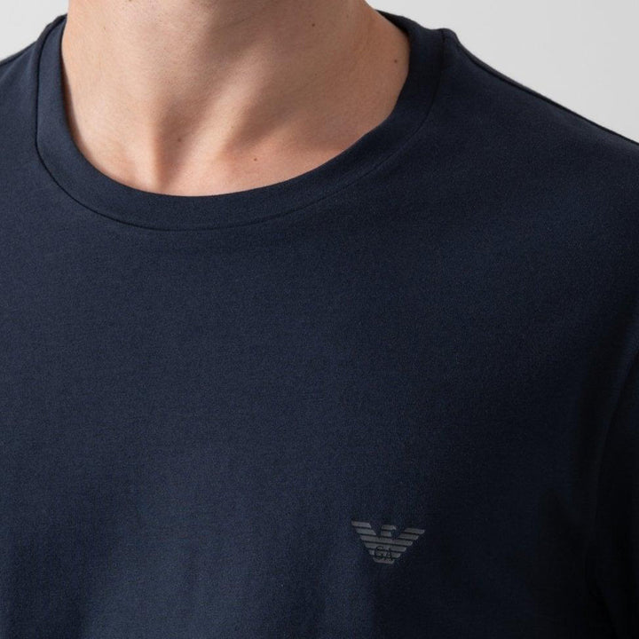 Emporio Armani Lounge 2 Pack Crew T-Shirts Navy/Navy-SPIRALSEVEN DESIGNER MENSWEAR UK