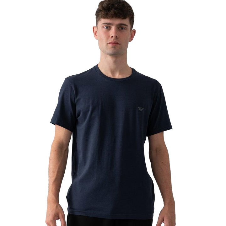 Emporio Armani Lounge 2 Pack Crew T-Shirts Navy/Navy-SPIRALSEVEN DESIGNER MENSWEAR UK