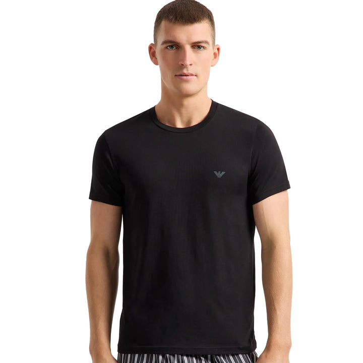 Emporio Armani Lounge 2 Pack Crew T-Shirts White/Black-SPIRALSEVEN DESIGNER MENSWEAR UK