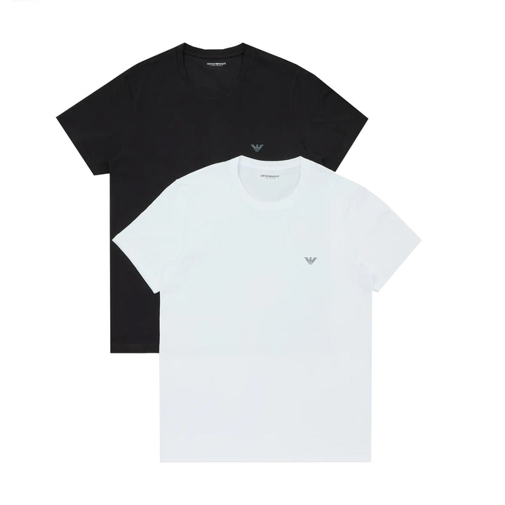 Emporio Armani Lounge 2 Pack Crew T-Shirts White/Black-SPIRALSEVEN DESIGNER MENSWEAR UK