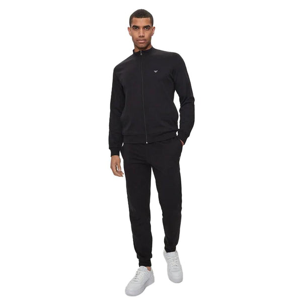 Emporio Armani Lounge Cotton Tracksuit Black-SPIRALSEVEN DESIGNER MENSWEAR UK