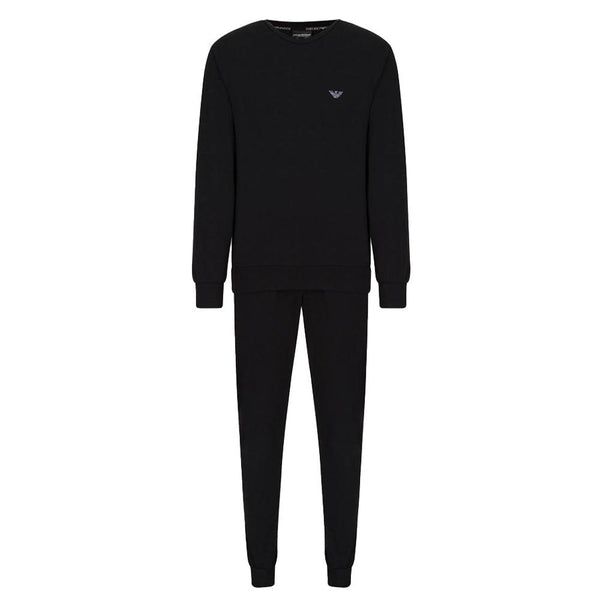 Emporio Armani Lounge Cotton Tracksuit Black-SPIRALSEVEN DESIGNER MENSWEAR UK