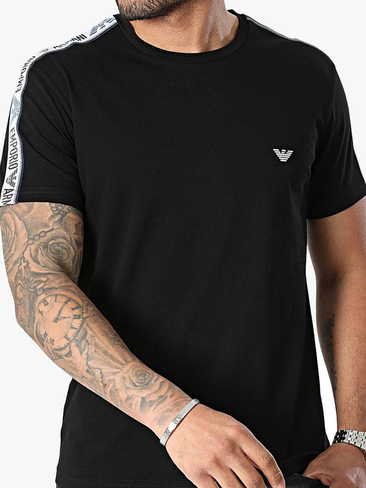 Emporio Armani Lounge Eagle Tape T-Shirt - Black-SPIRALSEVEN DESIGNER MENSWEAR UK